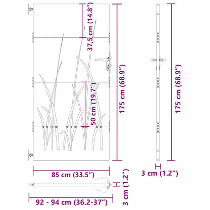 vidaXL Gartentor Schwarz 85 x 175 cm Pulverbeschichteter Stahl