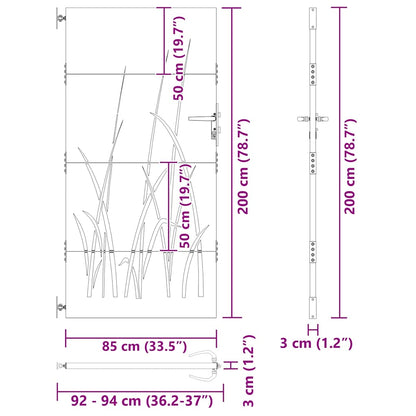 vidaXL Gartentor Schwarz 85 x 200 cm Pulverbeschichteter Stahl