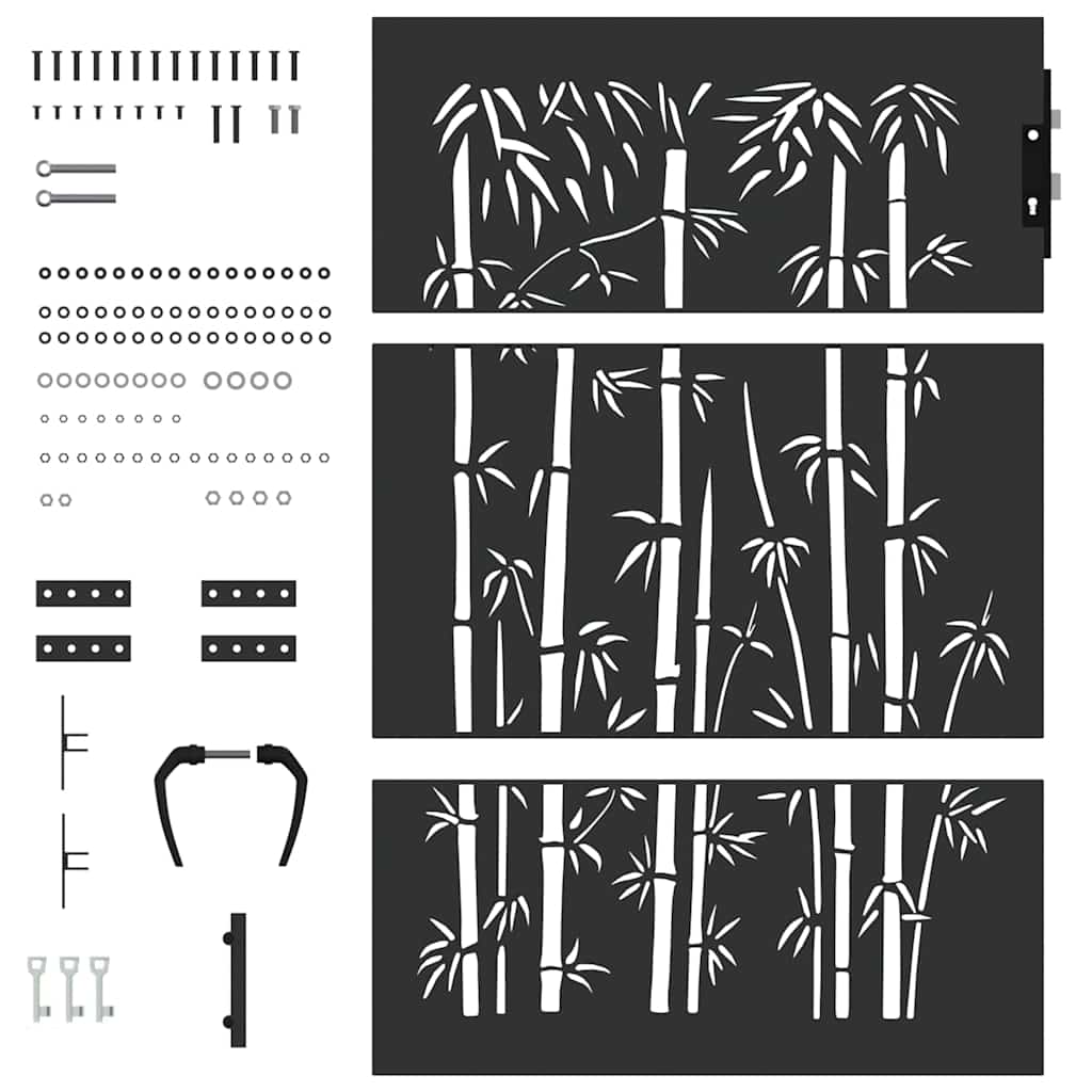 Gartentor Schwarz 85 x 125 cm Pulverbeschichteter Stahl