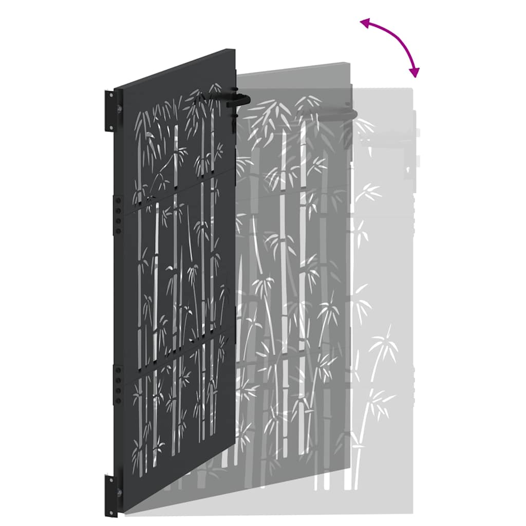 Gartentor Schwarz 85 x 125 cm Pulverbeschichteter Stahl