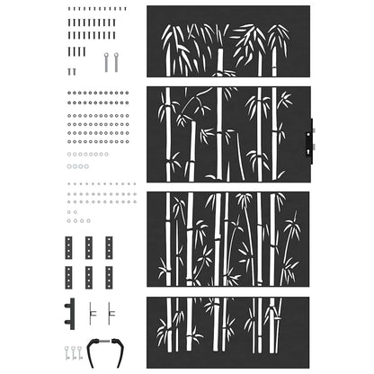 Gartentor Schwarz 85 x 200 cm Pulverbeschichteter Stahl
