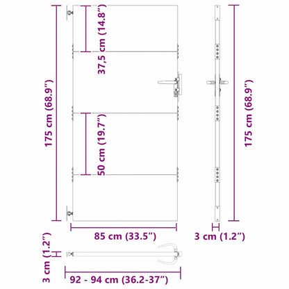 vidaXL Gartentor Schwarz 85 x 175 cm Pulverbeschichteter Stahl