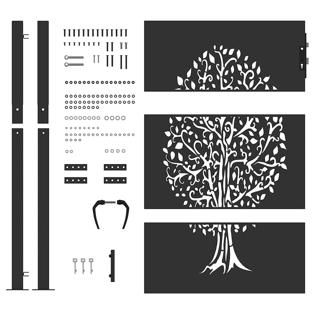 Gartentor Schwarz 110 x 130 cm Pulverbeschichteter Stahl