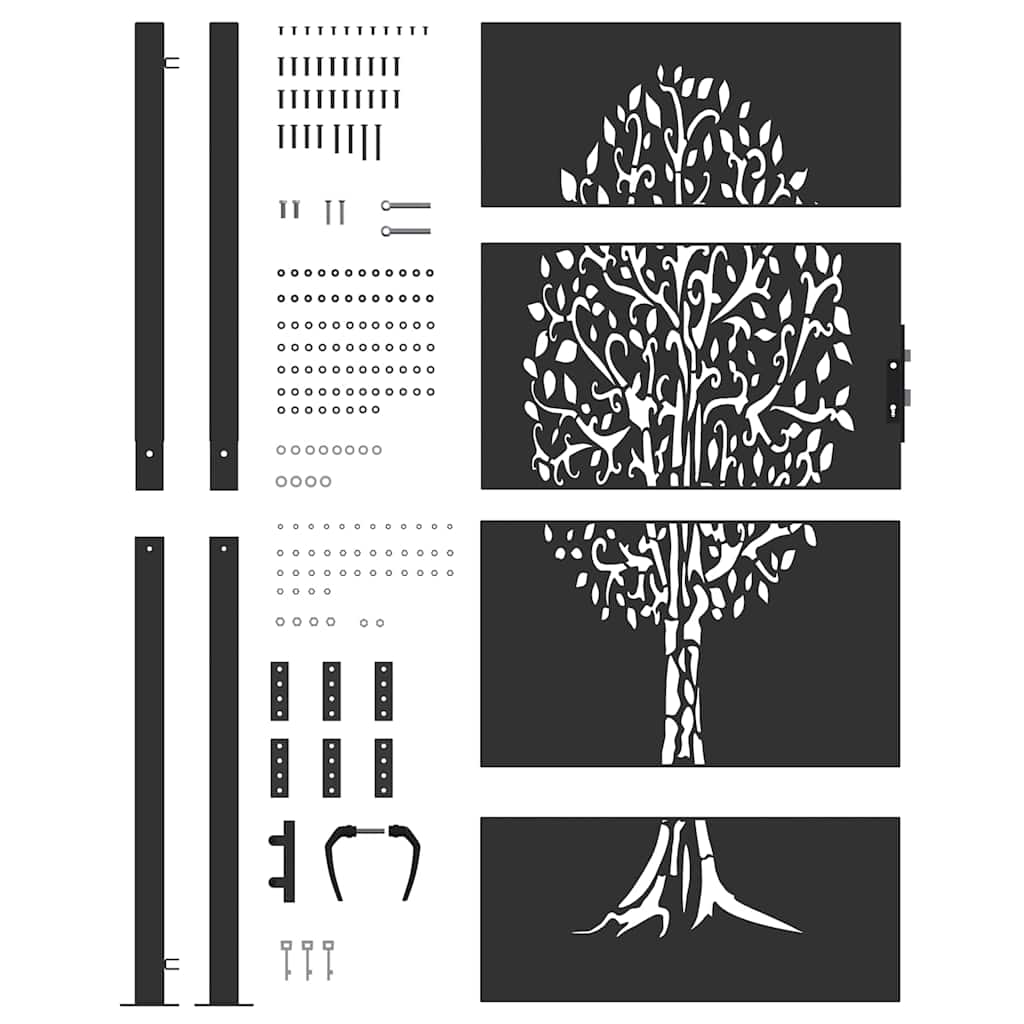 Gartentor Schwarz 110 x 205 cm Pulverbeschichteter Stahl