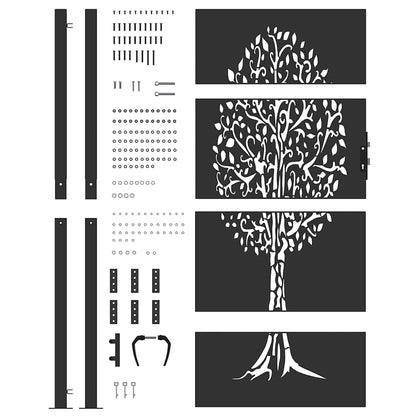 Gartentor Schwarz 110 x 205 cm Pulverbeschichteter Stahl