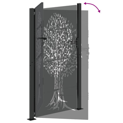 Gartentor Schwarz 110 x 205 cm Pulverbeschichteter Stahl