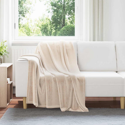 Überwurfdecke Beige 130 x 150 cm Fleece