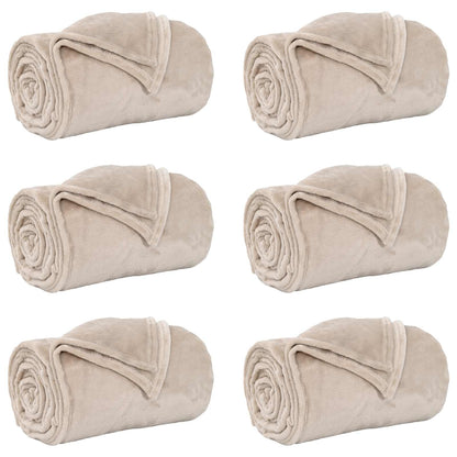 Wohndecken 6 pcs Beige 240 x 270 cm Fleece