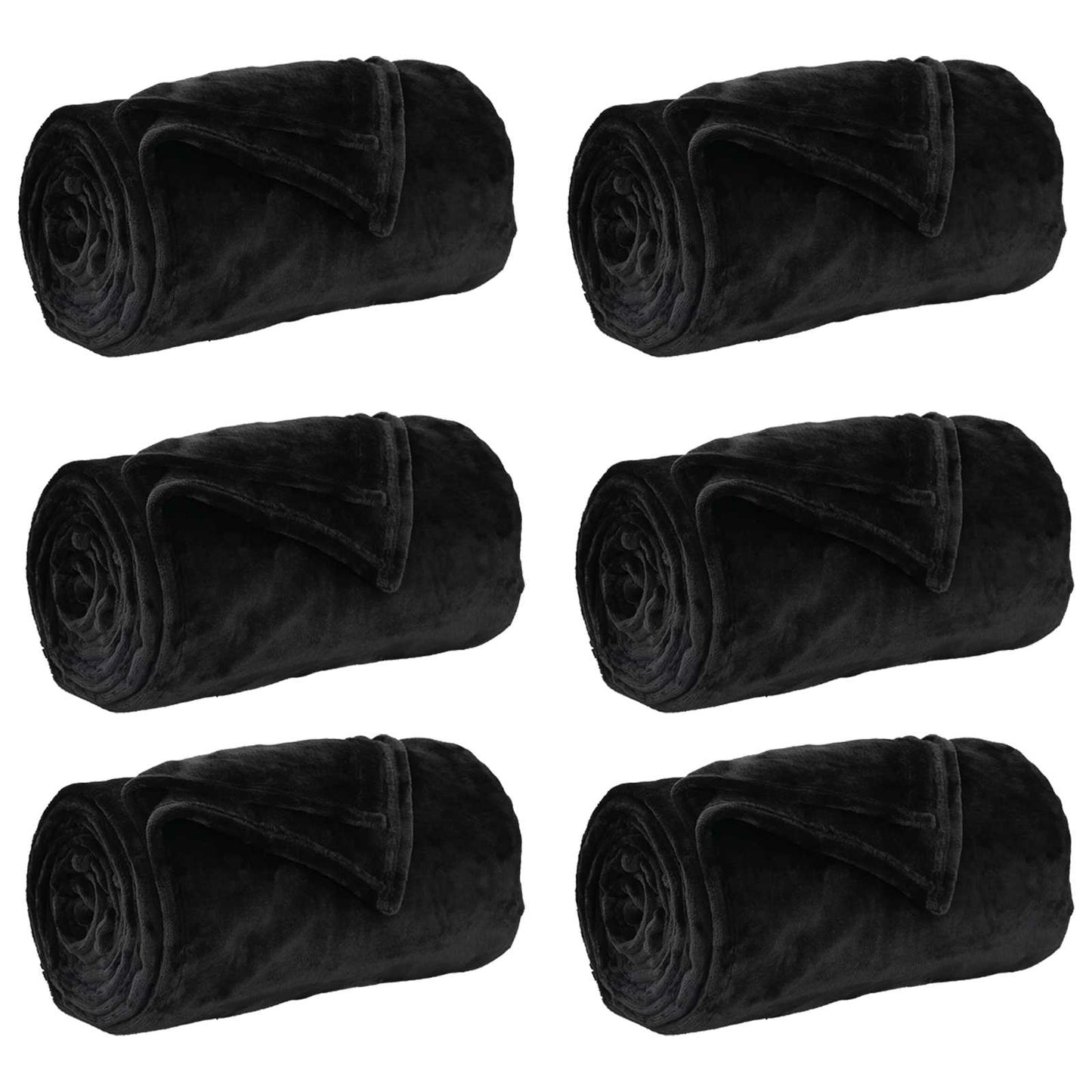 Wohndecken 6 pcs Schwarz 220 x 240 cm Fleece