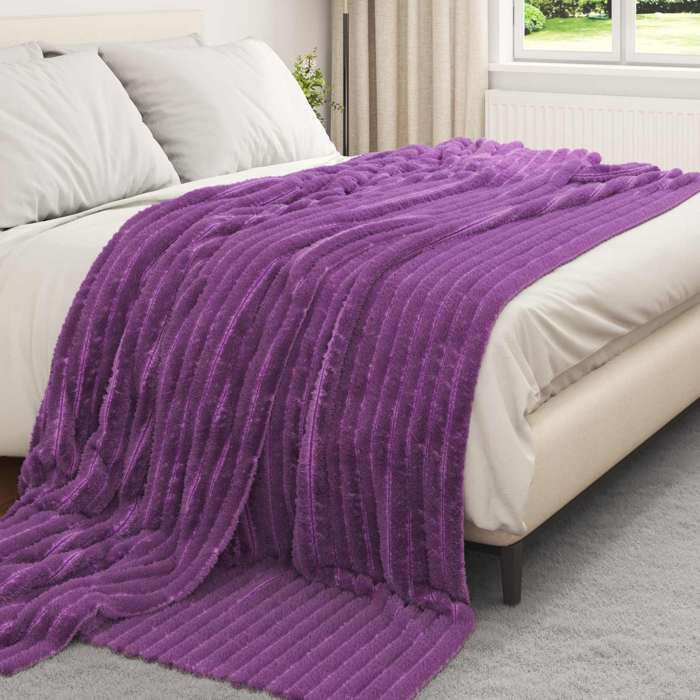 Überwurfdecke Lila 270 x 240 cm Fleece