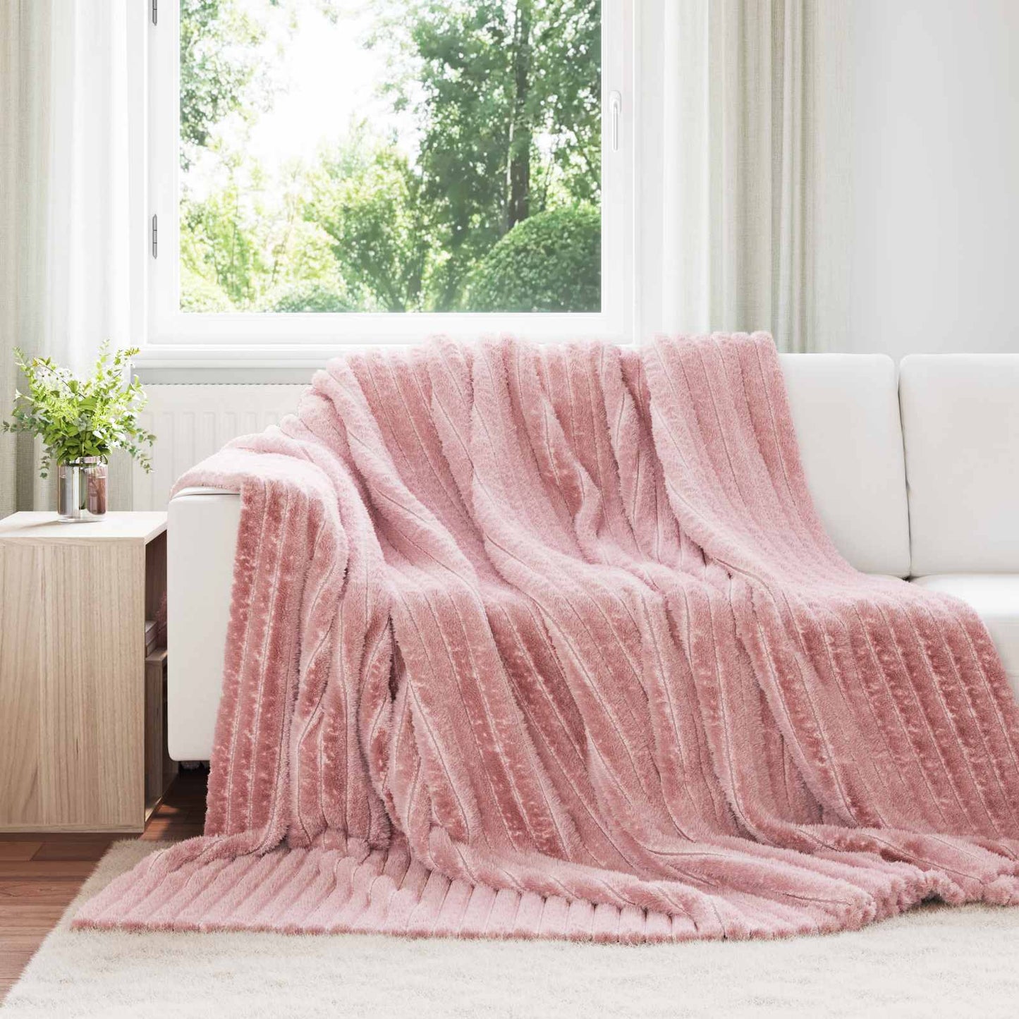 Überwurfdecke Rosa 240 x 220 cm Fleece