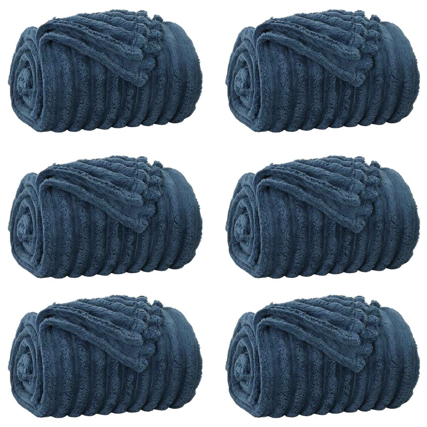 Wohndecken 6 pcs Marineblau 240 x 220 cm Fleece