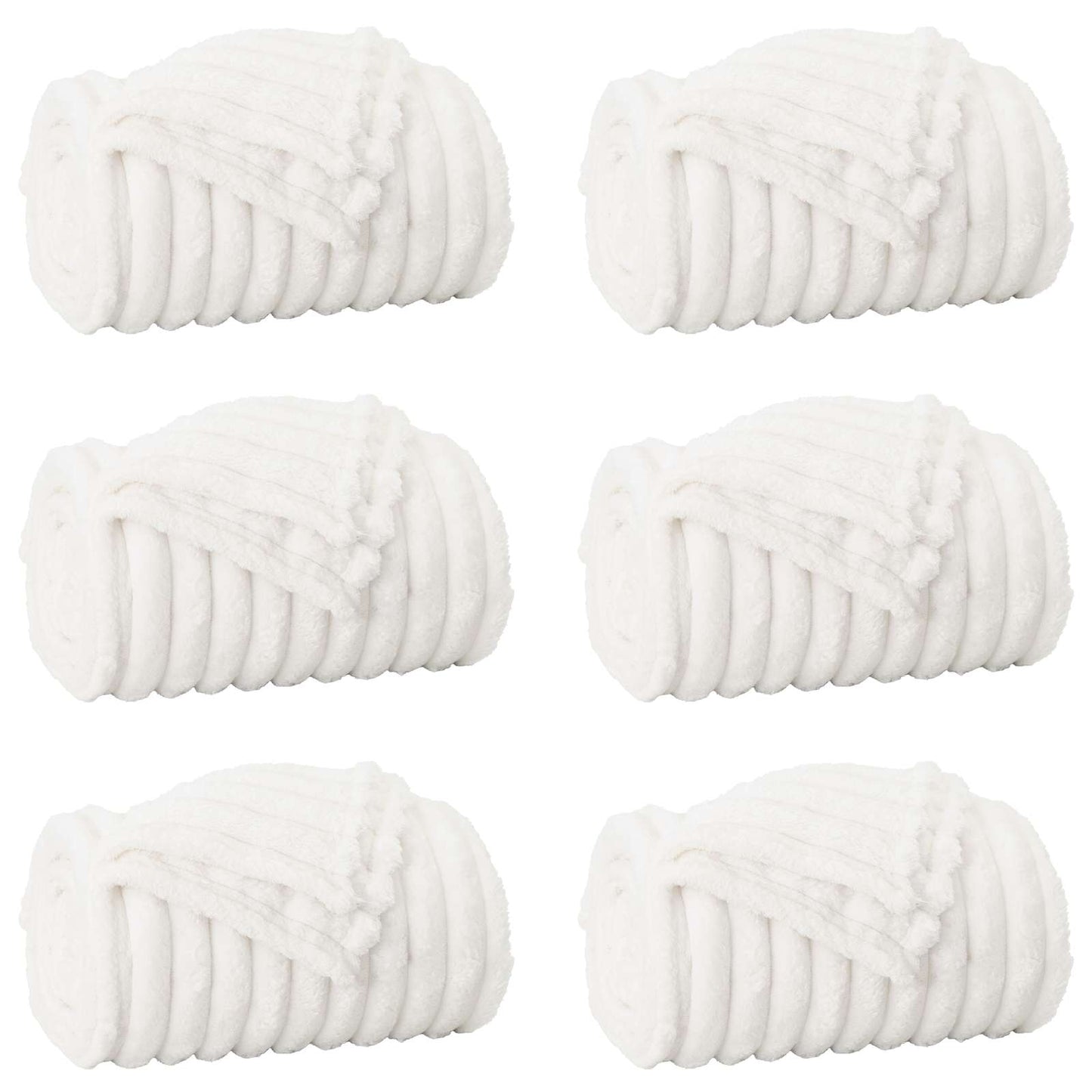 Wohndecken 6 pcs Weiß 240 x 220 cm Fleece