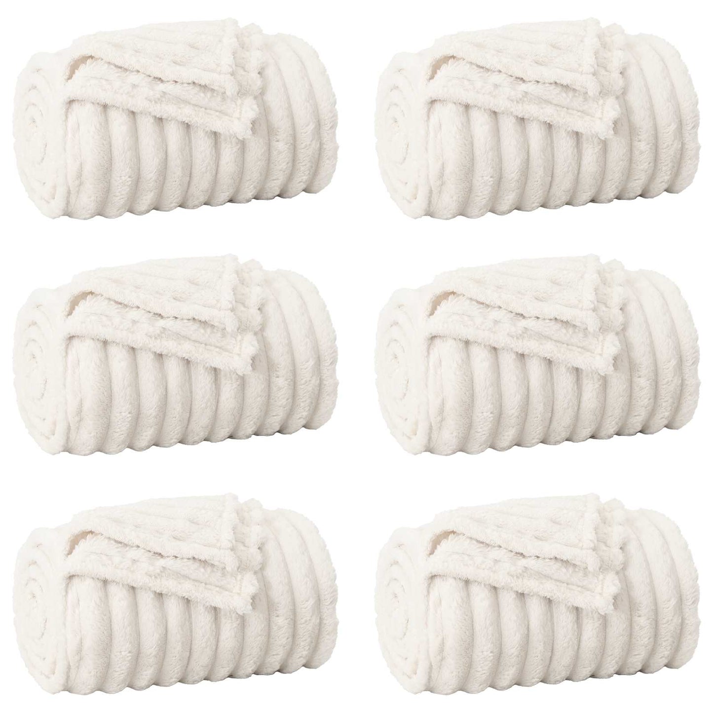 Wohndecken 6 pcs Creme 240 x 220 cm Fleece