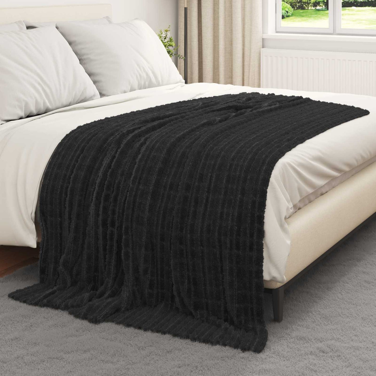 Überwurfdecke Schwarz 200 x 150 cm Fleece