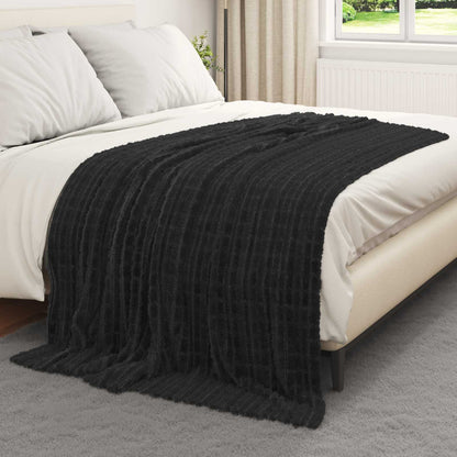 Überwurfdecke Schwarz 200 x 150 cm Fleece