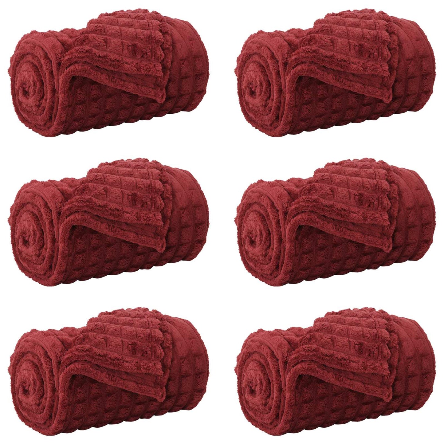 Wohndecken 6 pcs Bordeauxrot 150 x 130 cm Fleece
