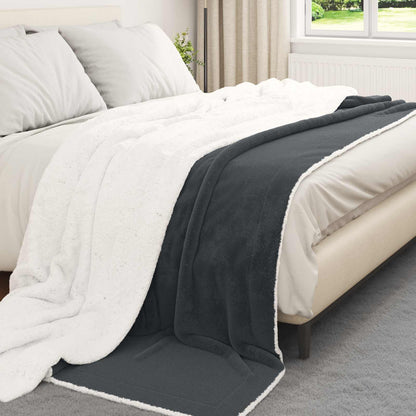 Überwurfdecke Dunkelgrau 240 x 270 cm Fleece
