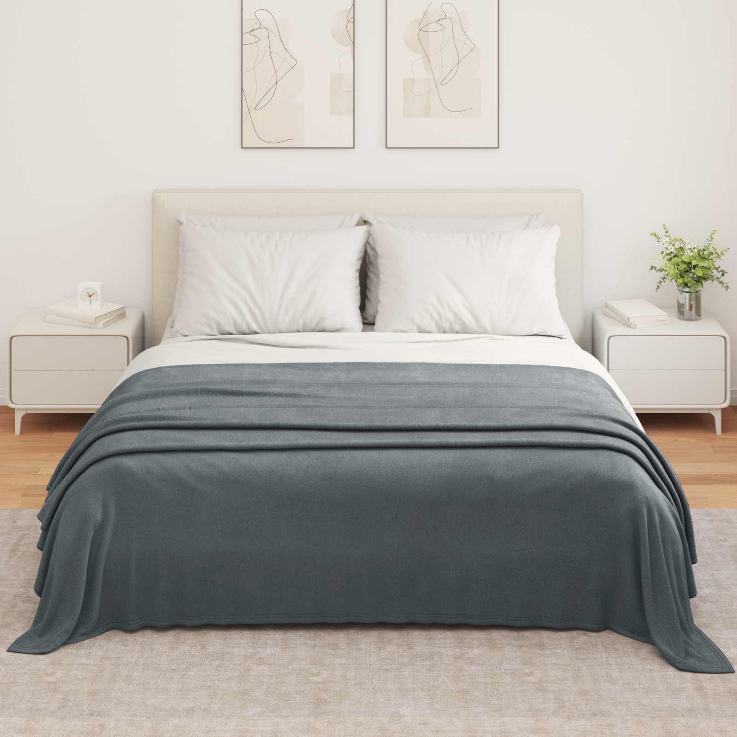 Überwurfdecke Dunkelgrau 350 x 270 cm Fleece
