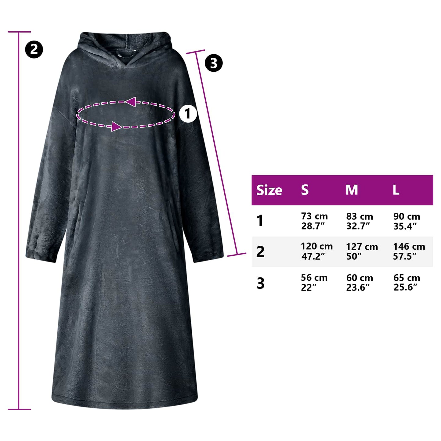 Decken-Hoodie Marineblau L Flanell