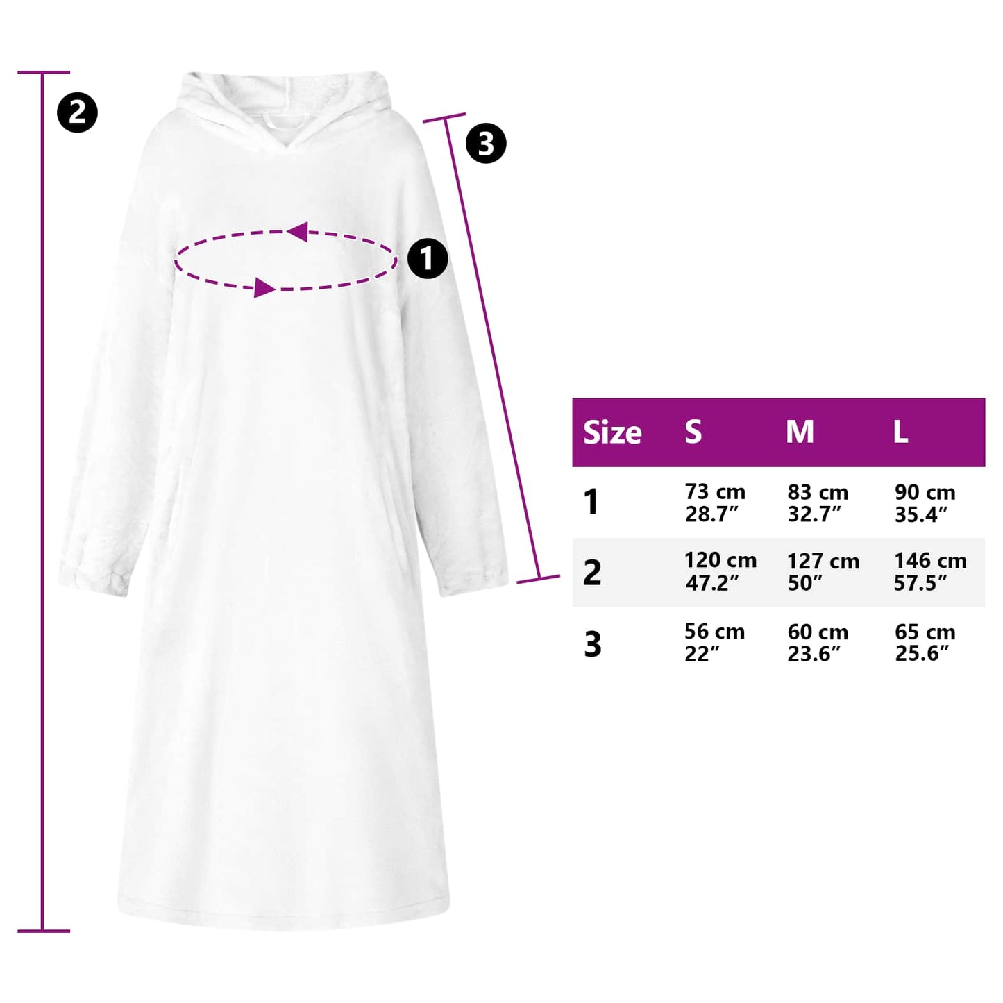 Decken-Hoodie Weiß M Flanell