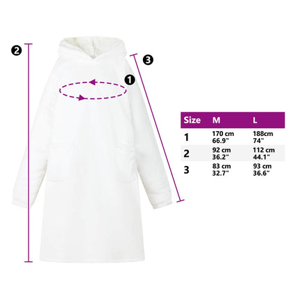 Decken-Hoodie Weiß M Fleece und Flanell