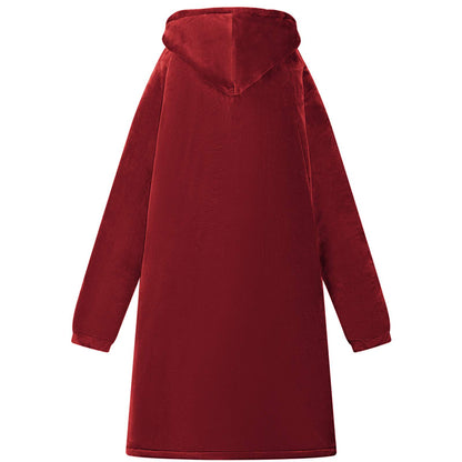 vidaXL Decken-Hoodie Bordeauxrot L Fleece und Flanell