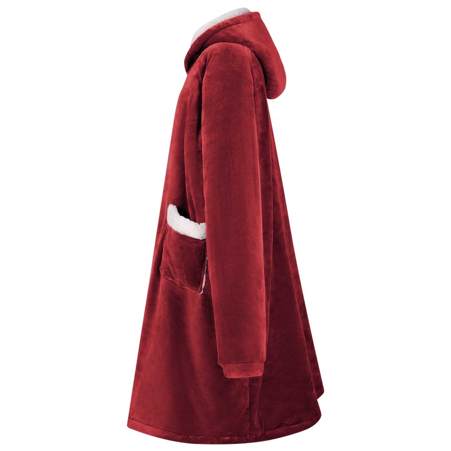 vidaXL Decken-Hoodie Bordeauxrot L Fleece und Flanell
