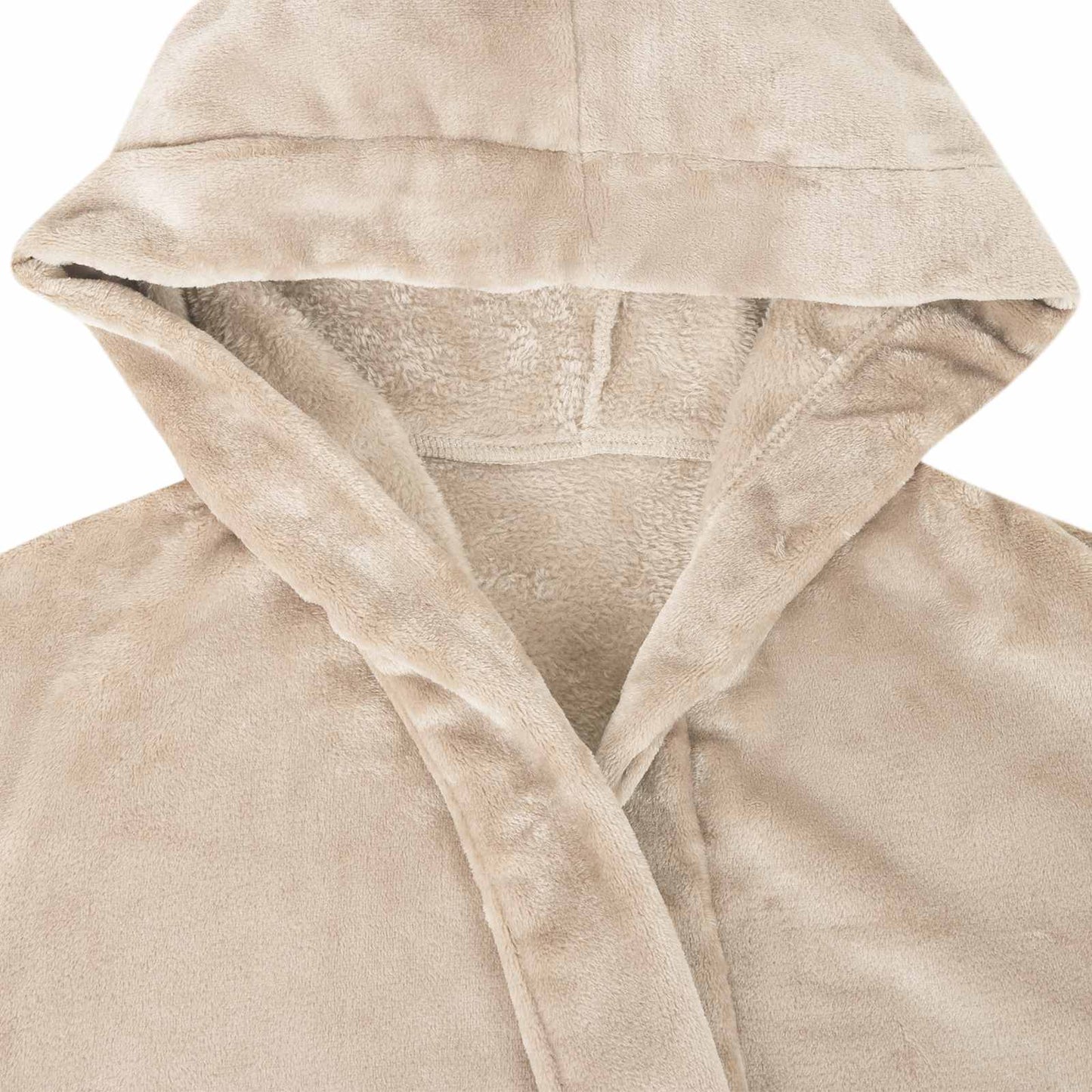 Bademantel Hoodie Beige XL Flanell