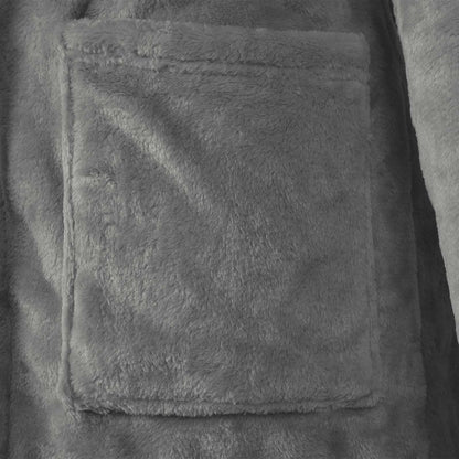 Bademantel Hoodie Dunkelgrau S Flanell