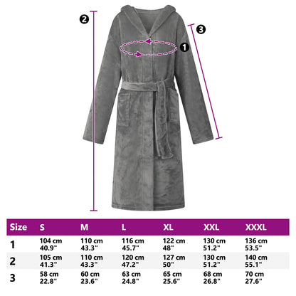 Bademantel Hoodie Dunkelgrau XL Flanell