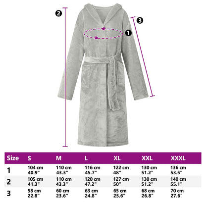 Bademantel Hoodie Grau XL Flanell