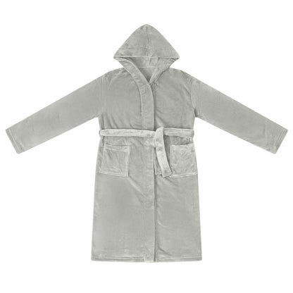 Bademantel Hoodie Grau XXXL Flanell
