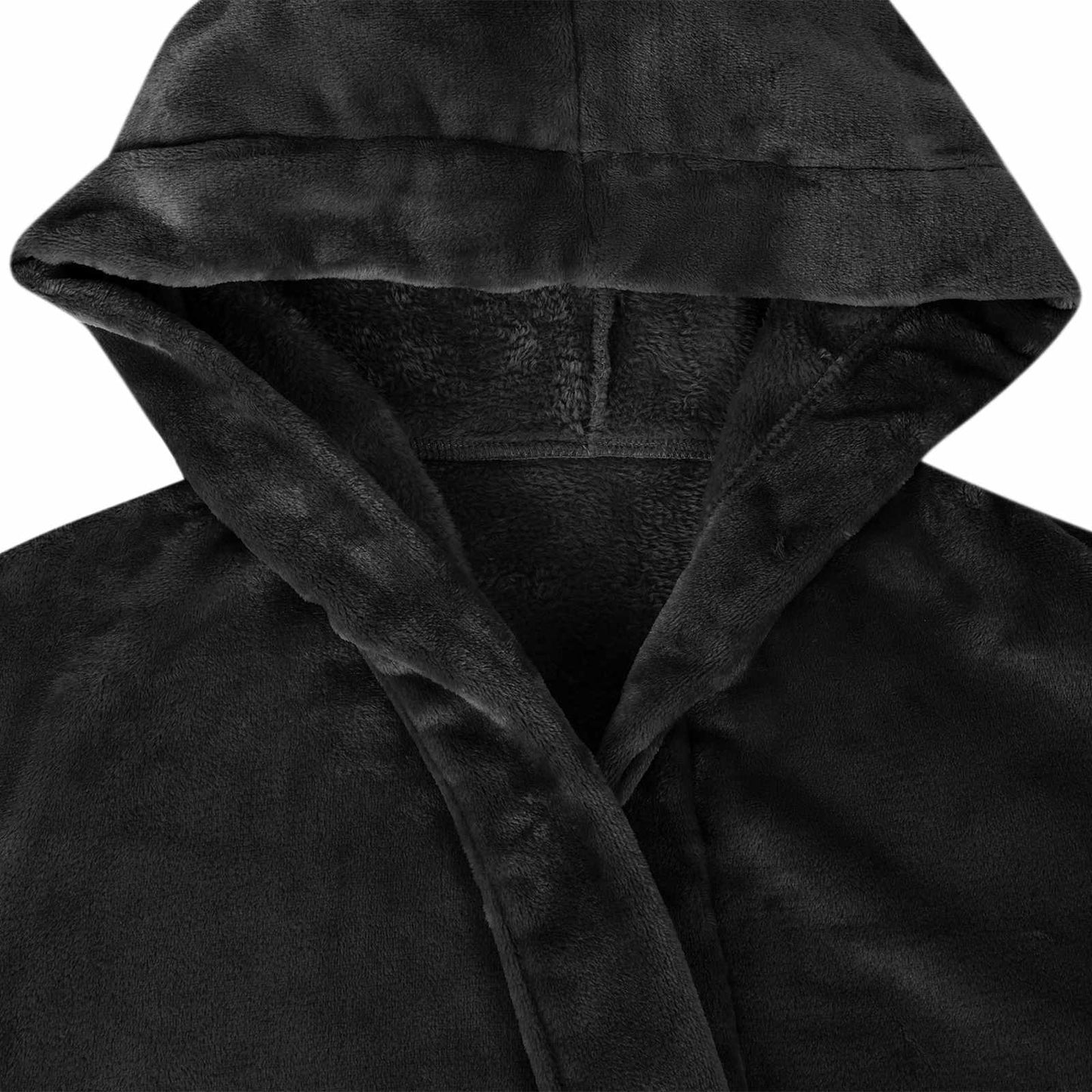 Bademantel Hoodie Schwarz S Flanell