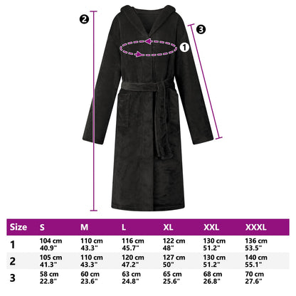 Bademantel Hoodie Schwarz L Flanell