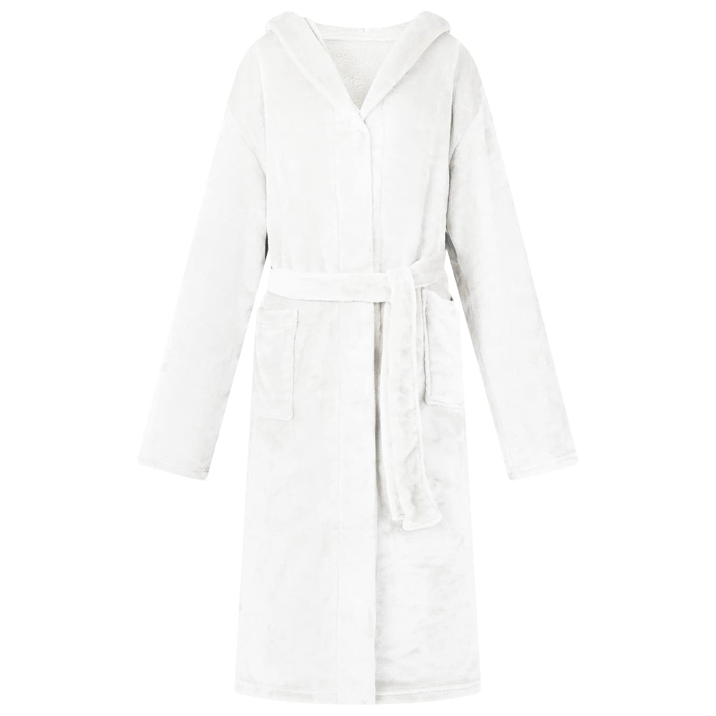 Bademantel Hoodie Weiß S Flanell