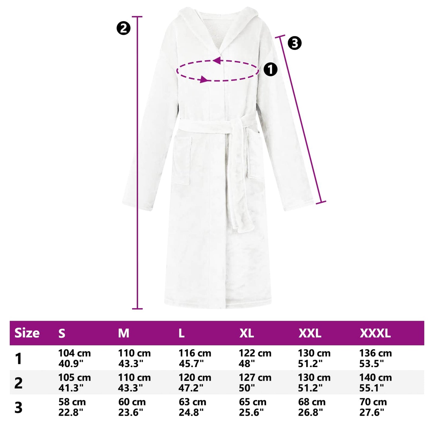 Bademantel Hoodie Weiß S Flanell