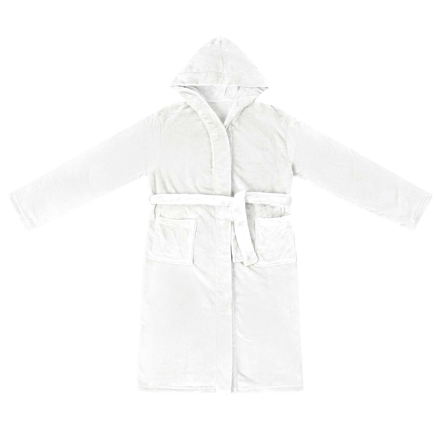 Bademantel Hoodie Weiß M Flanell