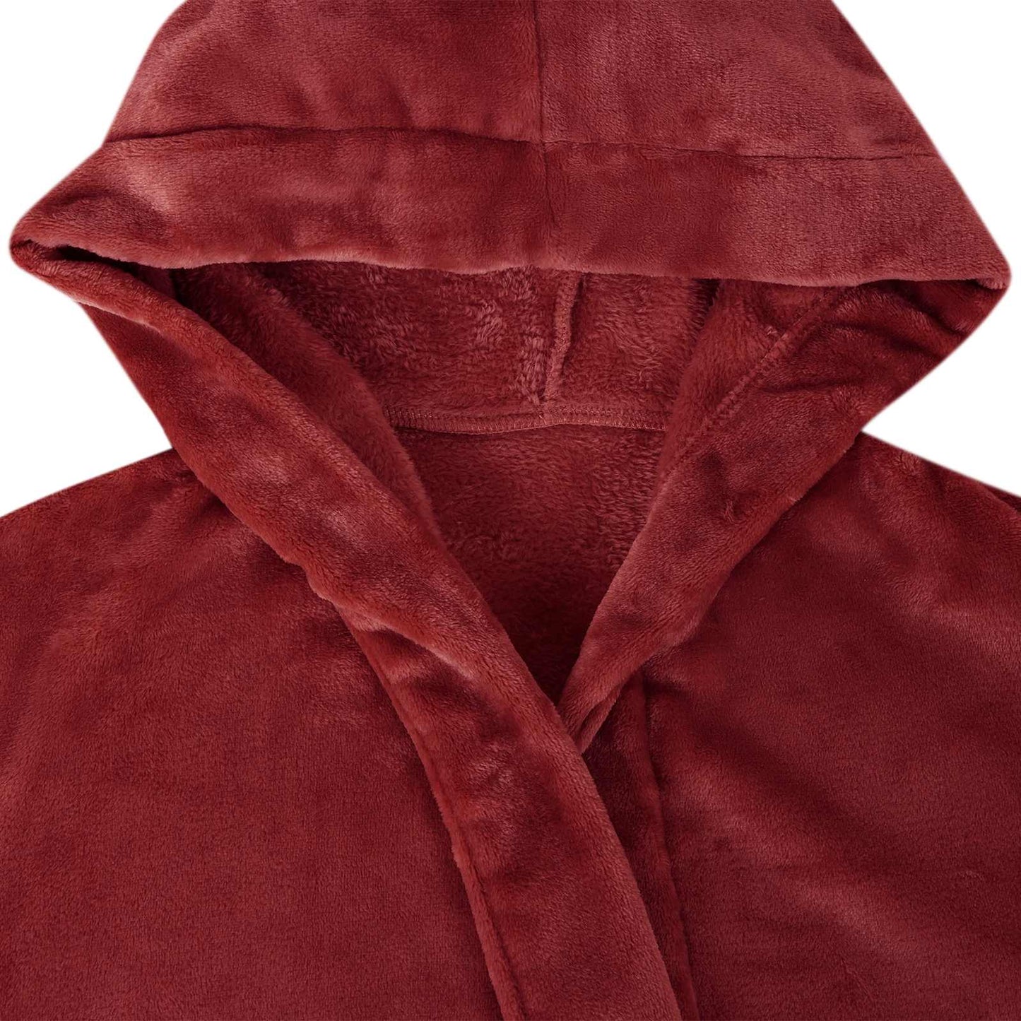 Bademantel Hoodie Bordeauxrot S Flanell