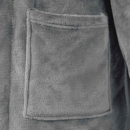 Bademantel ohne Kapuze Dunkelgrau M Flanell