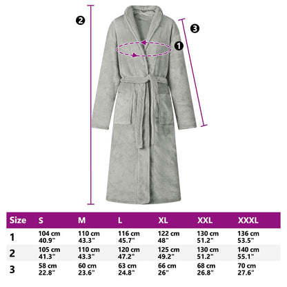 Bademantel ohne Kapuze Grau XXXL Flanell