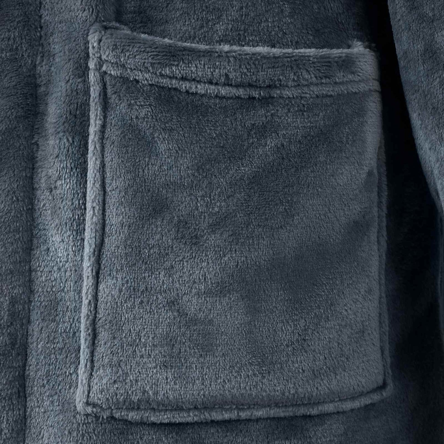 Bademantel ohne Kapuze Marineblau S Flanell