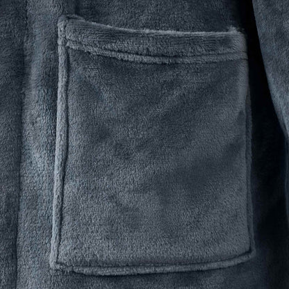 Bademantel ohne Kapuze Marineblau S Flanell