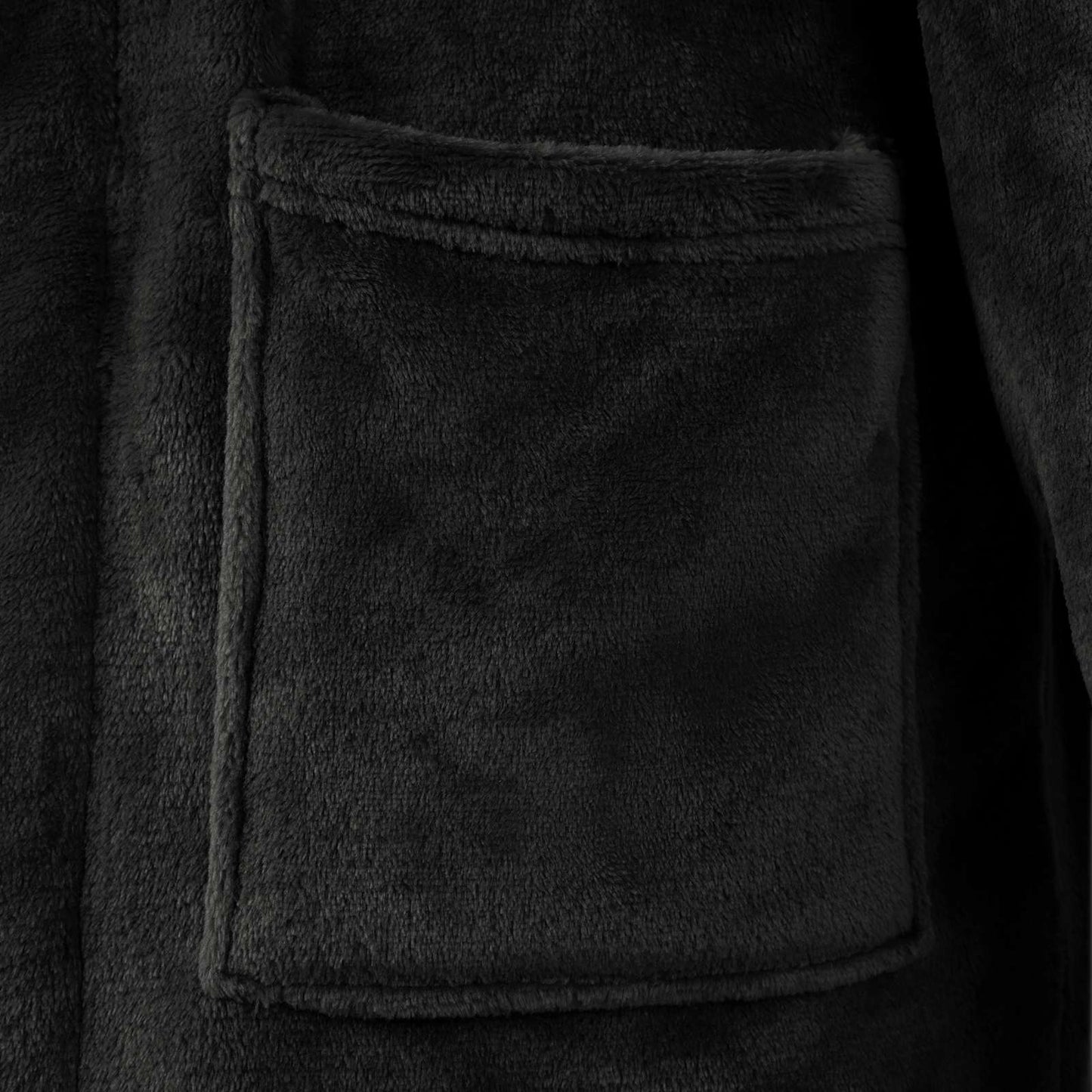 Bademantel ohne Kapuze Schwarz XXXL Flanell