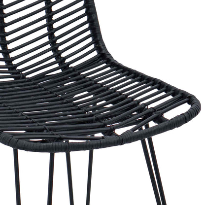 Barstuhl 2 pcs Schwarz 44,5 x 54,5 x 97,5 cm Rattan und Eisen