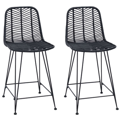 Barstuhl 2 pcs Schwarz 44,5 x 54,5 x 97,5 cm Rattan und Eisen