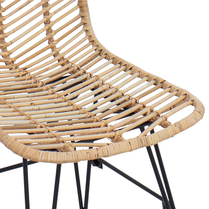 vidaXL Esszimmerstuhl 2 pcs Natur 44 x 47 x 85 cm Rattan und Eisen