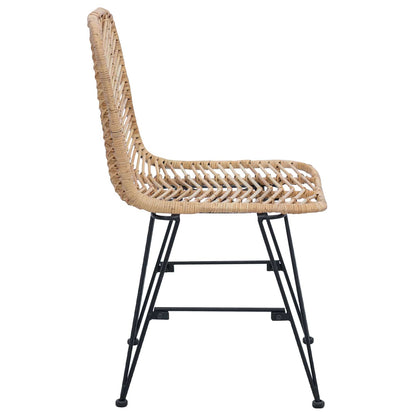 vidaXL Esszimmerstuhl 2 pcs Natur 44 x 47 x 85 cm Rattan und Eisen