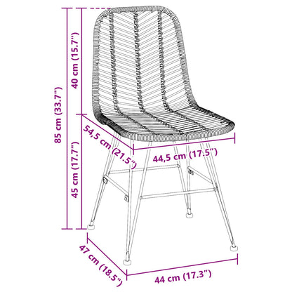 vidaXL Esszimmerstuhl 2 pcs Natur 44 x 47 x 85 cm Rattan und Eisen