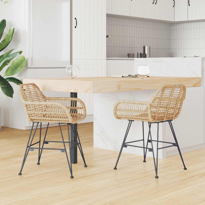 vidaXL Esszimmerstuhl 2 pcs Natur 55 x 50 x 74 cm Rattan und Eisen